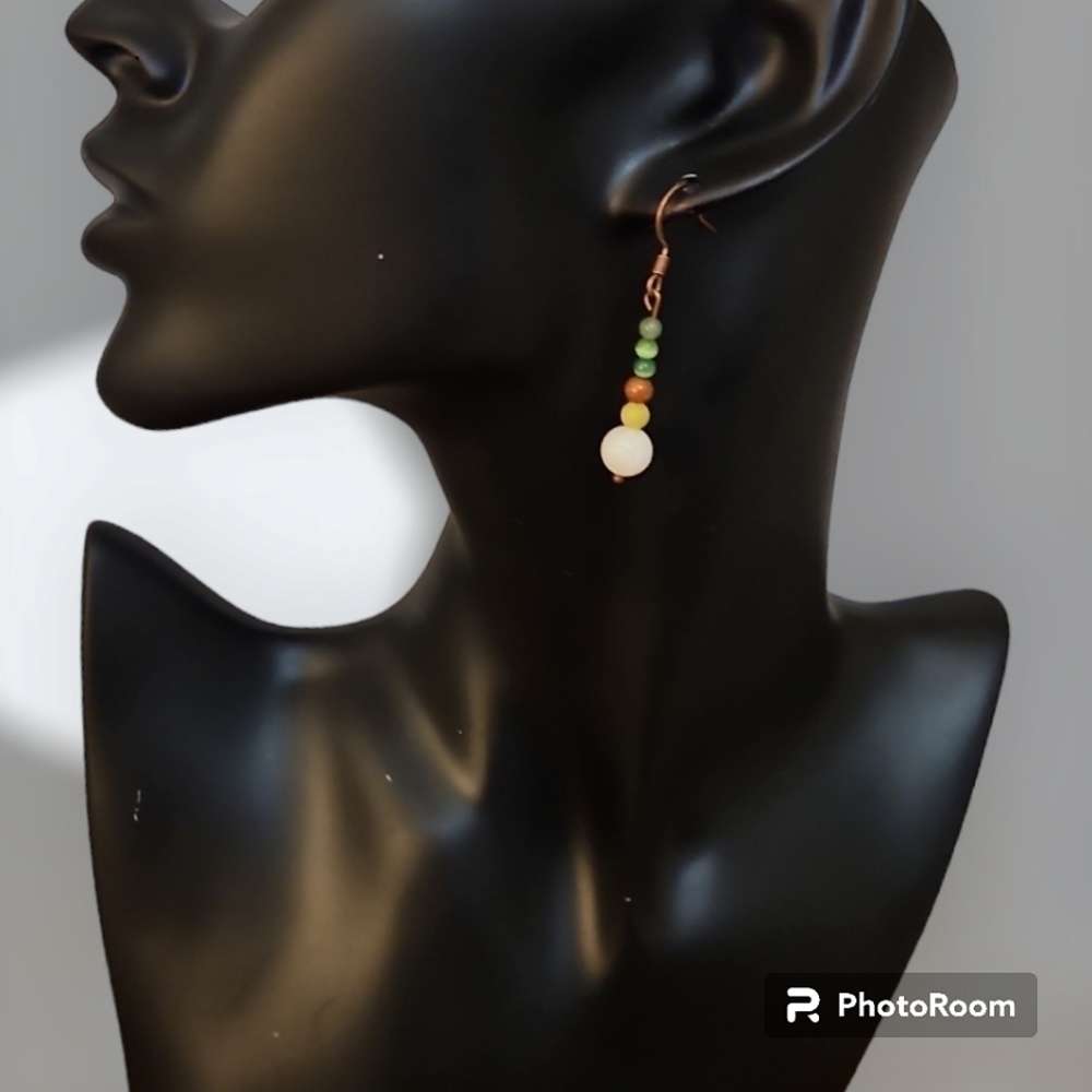 MOTHER Of Pearl Beaded Dangle Earrings